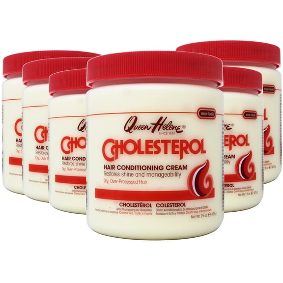 6 Pack - Queen Helene Cholesterol Cream, Deep Conditioning Hair Treatment, for Dry, Over-Processed Hair, 15 oz