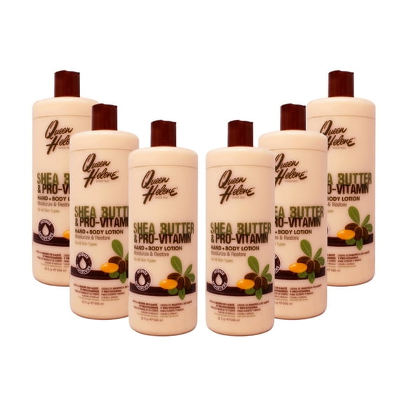 6 Pack - Queen Helene Shea Butter & Pro-Vitamin Hand + Body Lotion, Moisturize & Restore for All Skin Types, 32 FL OZ