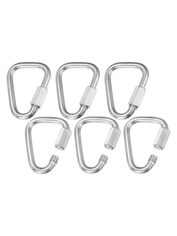6-Pack Quick Chain Link Connector, M10 3/8" 304 Stainless Steel Triangle Locking Repair Chain Links for Swing/Camping/Hiking/Backpack, Twist Key Ring Screw Chain Link [Silver]