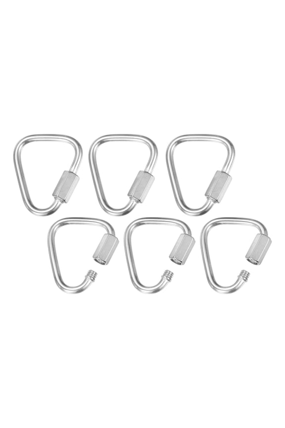 6-Pack Quick Chain Link Connector, M3.5 1/8" 304 Stainless Steel Triangle Locking Repair Chain Links for Swing/Camping/Hiking/Backpack, Twist Key Ring Screw Chain Link [Silver]