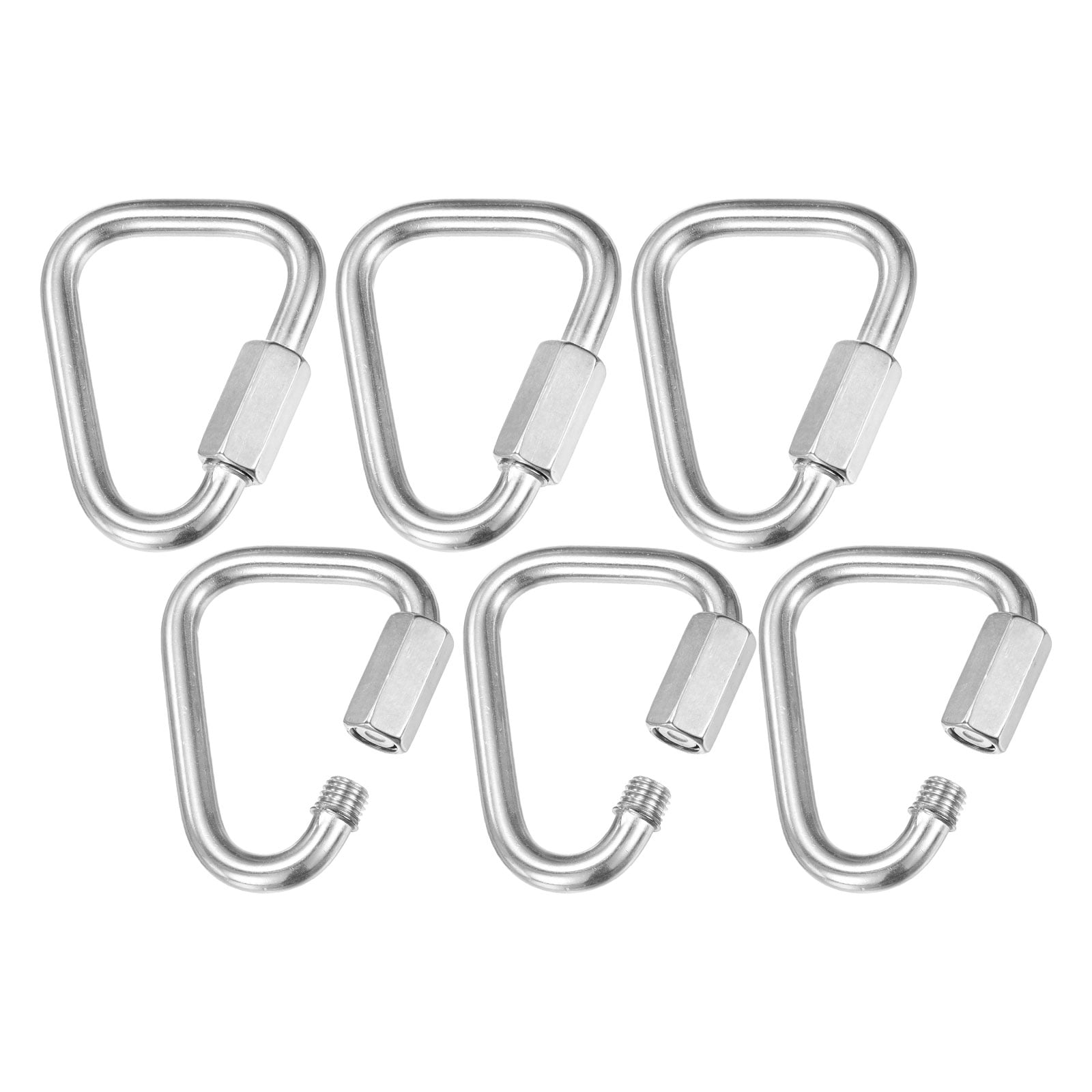 6-Pack Quick Chain Link Connector, M8 5/16" 304 Stainless Steel Triangle Locking Repair Chain Links for Swing/Camping/Hiking/Backpack, Twist Key Ring Screw Chain Link [Silver]