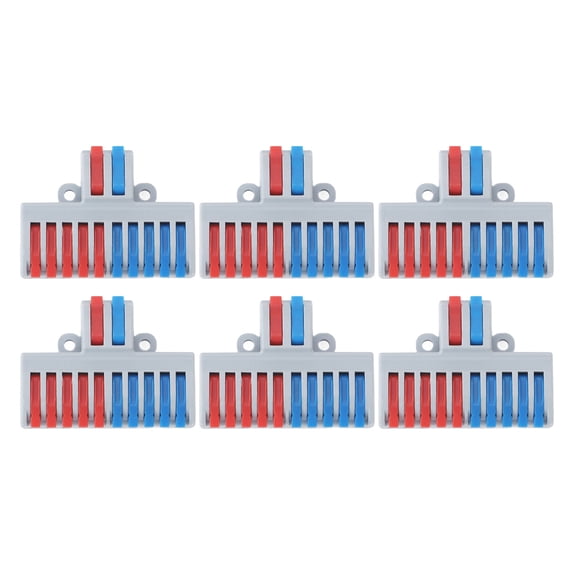 6-Pack Quick Electrical Wire Connectors, 2 in 10 Out Splicing Electrical Connector Blocks for Lighting and Home Power Splicing (0.75 in / 1.9 cm Width)