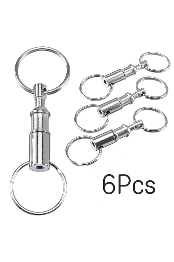 6 Pack Quick Release Detachable Pull Apart Key Ring Keychain, Double Ring Key Holder, Heavy Duty Split Key Rings, Holiday Gifts