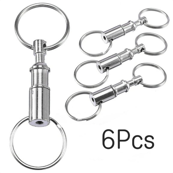 6 Pack Quick Release Detachable Pull Apart Key Ring Keychain, Double Ring Key Holder, Heavy Duty Split Key Rings, Holiday Gifts