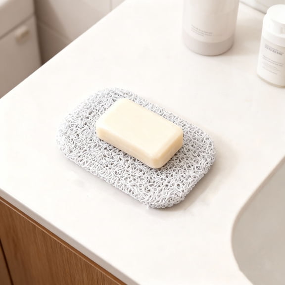 6-Pack Quick-draining PVC Soap Dish, Non-slip Soap Saver Pad For Bathroom/Kitchen, Oval Shape Bar Soap Holder, 4.5"×3"(Gray)