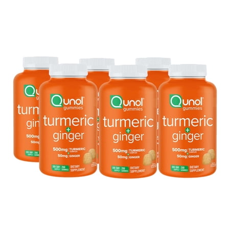 6 Pack | Qunol Turmeric Plus Ginger, 200 Gummies