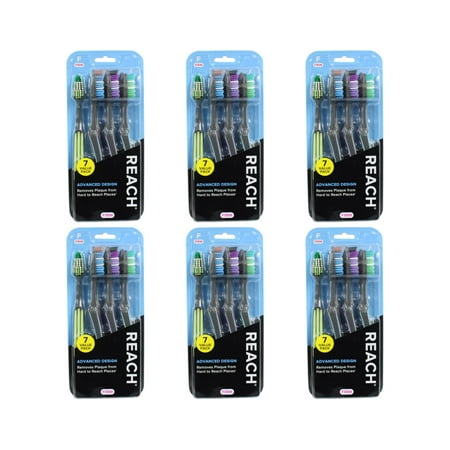 6 Pack REACH Advanced Design Adult Toothbrush, Firm, 7 Count