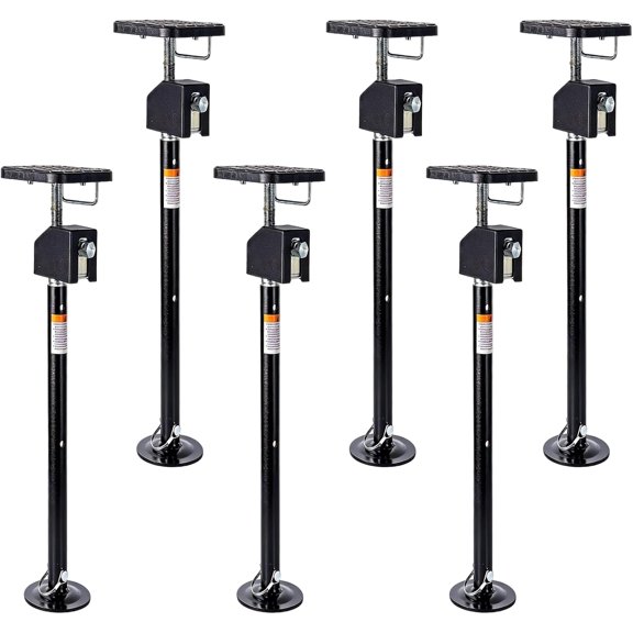 6 Pack RV Slide Out Supports Jack with a Flat Top Support Block, RV Stabilizer Jacks Supports Up to 30,000lbs, 21"-49" Quick-Lift Adjustable - Drill & Hand Crank Compatible for Campers & RVs