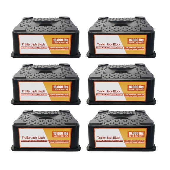6 Pack RV Stabilizer Jack Blocks, Heavy Duty Trailer Jack Support Pads, 16000 Lbs Capacity, for 5th Wheel & Scissor Stabilizer Jacks