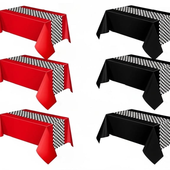 6 Pack Racing Themed Tablecloths, 54x108 Inch Car Birthday Party Table Covers for Boys