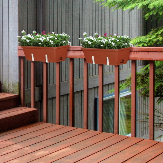 Flower Box Railing Brackets 6 Pack Railing Planter Boxes Deck Railing Flower Box with Adjustable ...