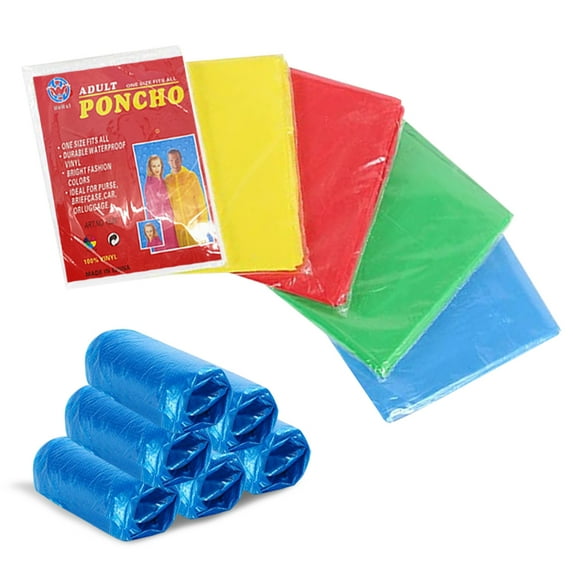 6 Pack Rain Ponchos and Long Boots Cover, Ideal Disposable Waterproof Set, Raincoat and Non-Slip Shoes Covers for Adults Women Men