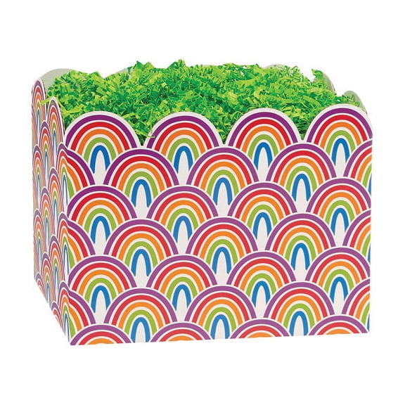 6 Pack, Rainbow Basket Boxes, Large 10.25X6X7.5" for Holiday, Party and Events Celebration
