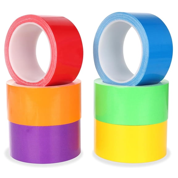 6 Pack Rainbow Colored Duct Tape 15 Yards x 2 Inch Heavy Duty Waterproof Duct Tape 6 Bright Duct Tape Colors Multipack for Arts、School Supplies