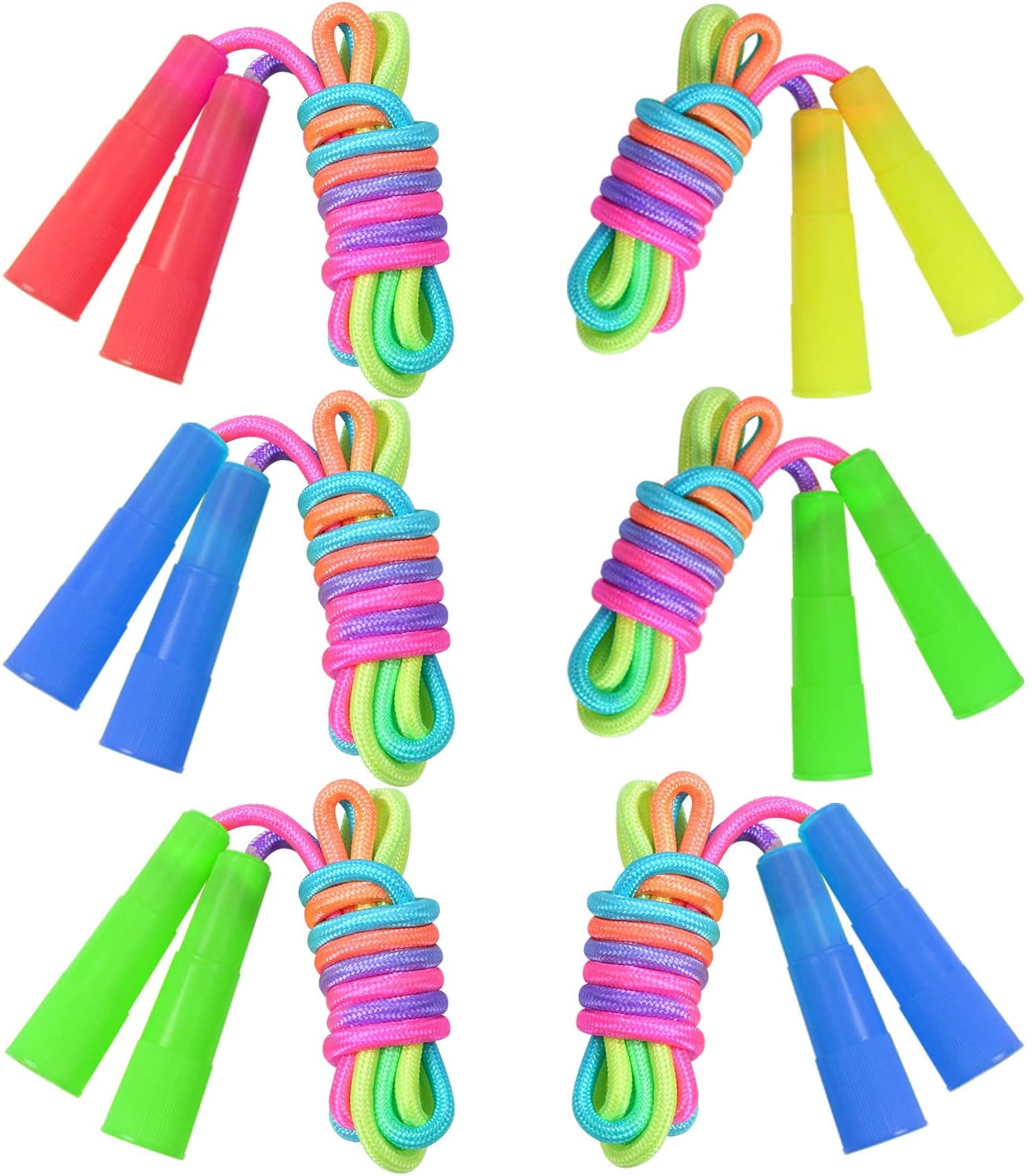 Physical Rope 6 Pack Rainbow Jump Rope Set Jumping Ropes Physical Education Skipping ...