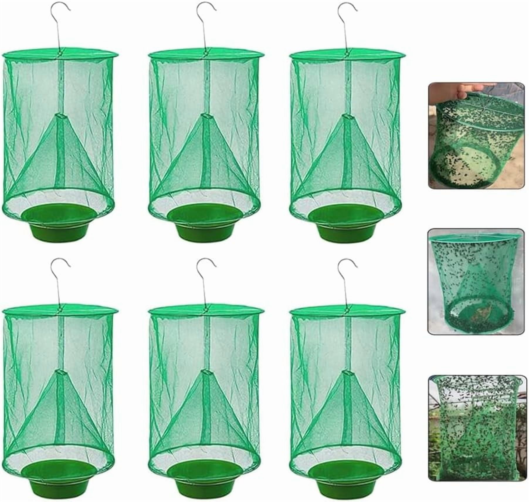 6 Pack Ranch Fly Trap, 2024 New Hanging Fly Catcher, The Most Effective Trap Ever Made with Pots, Cage Catcher for Indoor and Outdoor, Family Farms, Park, Restaurants