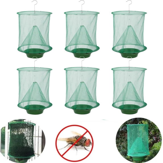 6 Pack Ranch Fly Traps Outdoor Hanging, Fly Catcher Killer Hunter Cage Control, Farm Horse Stable Fly Trap for Orchard, Barn, Garden