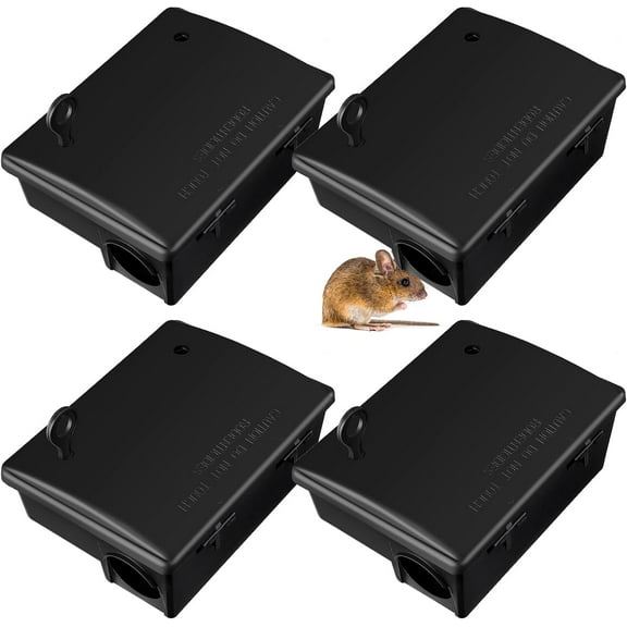 6 Pack Rat Bait Stations Large Rodent with Key Reusable Mouse Stations Mice Blocks Heavy Duty Boxes for Outdoor Rodents Mice Blocks Bait Not Included Black (9.8 x 7.5 x 3.9 Inches Classic)