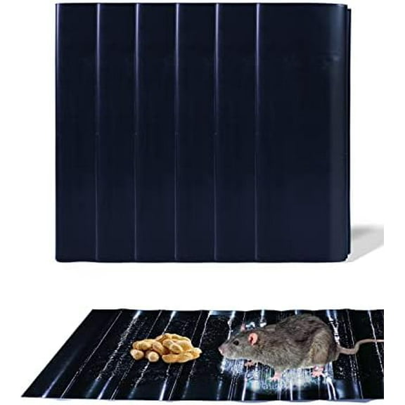 6 Pack Rat Sticky Traps Extra Large, Black Mouse Glue Trap Sticky Trap for Mice and Rats, Enhanced Stickiness Trapping Pads Snakes Spiders Roaches for House Rodent Pest Control - 47.2x11