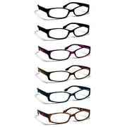6 Pack Reading Glasses by BOOST EYEWEAR, Modern Fashion Frames for Women and Men Solid Black, and Blue, Red, Purple, Natural Tortoise Shell Patterns, Spring Loaded Hinges, Assorted, 6 Pairs +2.50