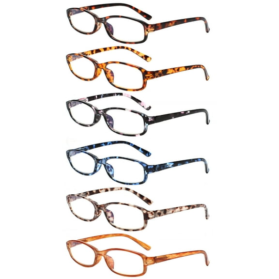 6 Pack Reading Glasses Fashion Ladies Readers Spring Hinge with Pattern Print Eyeglasses
