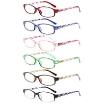 6 Pack Reading Glasses Fashion Ladies Readers Spring Hinge with Pattern Print Eyeglasses