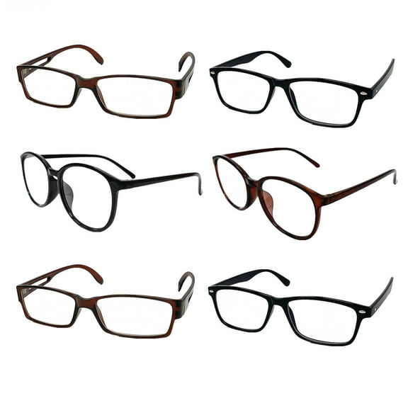 6 Pack Reading Glasses Men Women Unisex Readers Square Rectangle Round Frame +2.00