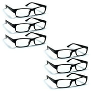 6 Pack Reading Glasses by BOOST EYEWEAR, Traditional Black Frames, for Men and Women, with Comfort Spring Loaded Hinges, Black, 6 Pairs +3.00