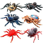 6 Pack Realistic Stretchy Rubber & Soft Plastic Halloween Spider Toys - Scary Prank Props, Creepy Crawler Party Favors for Kids Birthday - 6 Unique Species Sizes 4-5.5 Inches