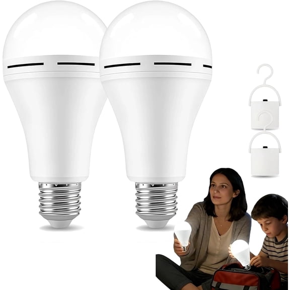 6 Pack Rechargeable Emergency Light Bulbs Battery Powered, 2026 Upgraded Focos Recargables, E26 9W LED 1200mAh Battery and 5-Hour Battery Backup, for Home Power Outage Camping Hurricane (2PCS)