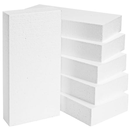 Juvale Smooth Foam Craft Blocks for DIY Craft & Floral Arrangement - Foam Carving Blocks - 12 x 6 x 2 In, White, 6 Pack