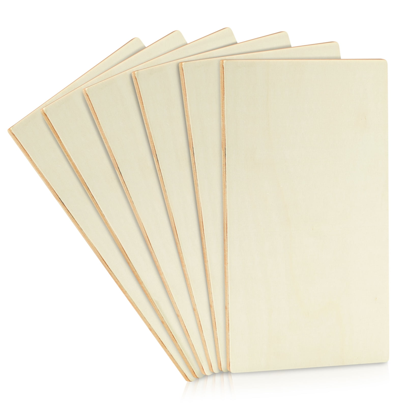 6 Pack Rectangle Wooden Boards for Wood Burning, Unfinished Wood Planks