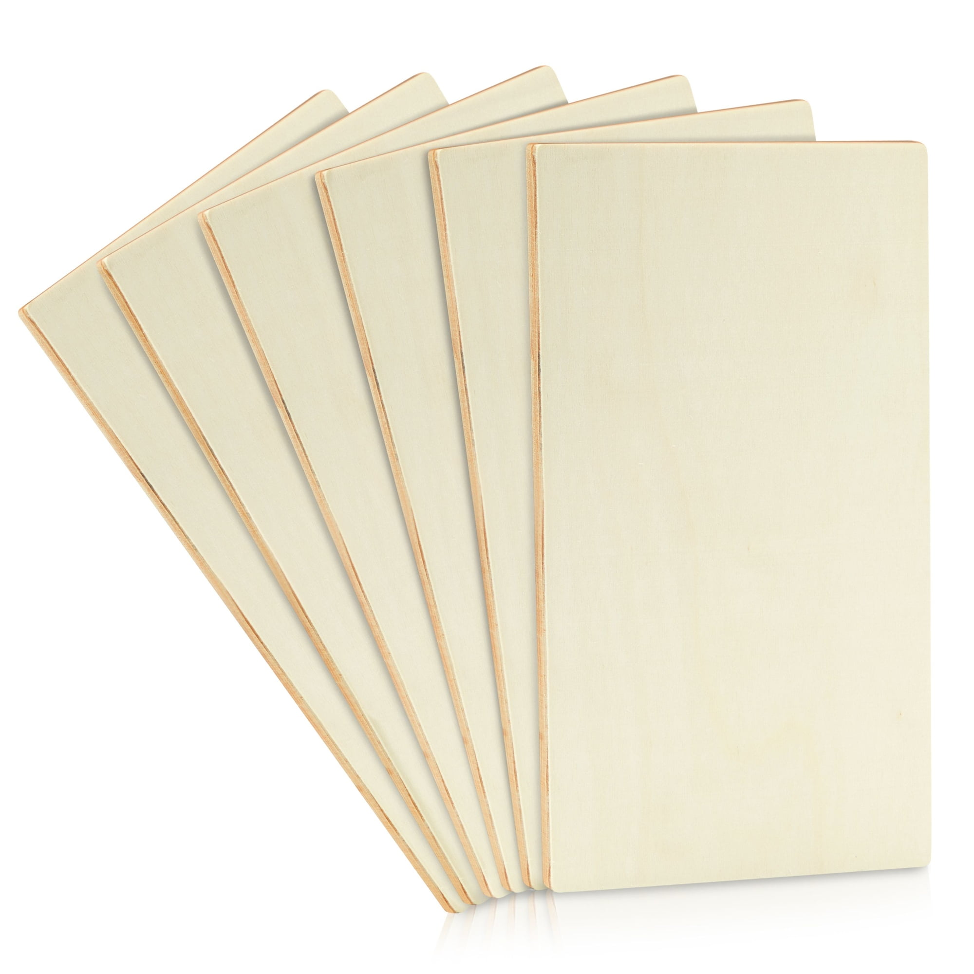 6 Pack Rectangle Wooden Boards for Wood Burning, Unfinished Wood Planks, Rectangle Wood Pieces for Crafts, Panels for Painting, Art, DIY Projects (10.6 x 7.0 x 0.25 In)
