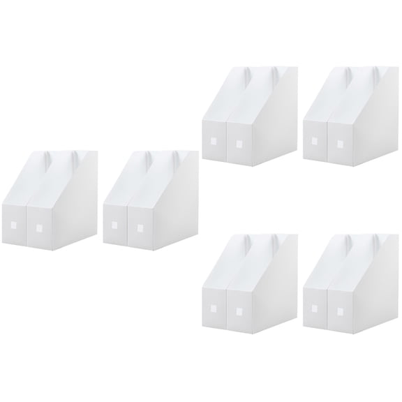 6 Pack Rectangular Plastic Desk Organizer, Magazine Rack, White