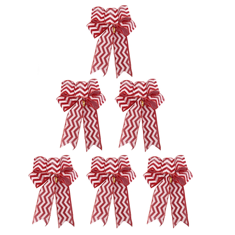 6 Pack Red Christmas Bows Outdoor Decorations,7" x 9" Large Velvet