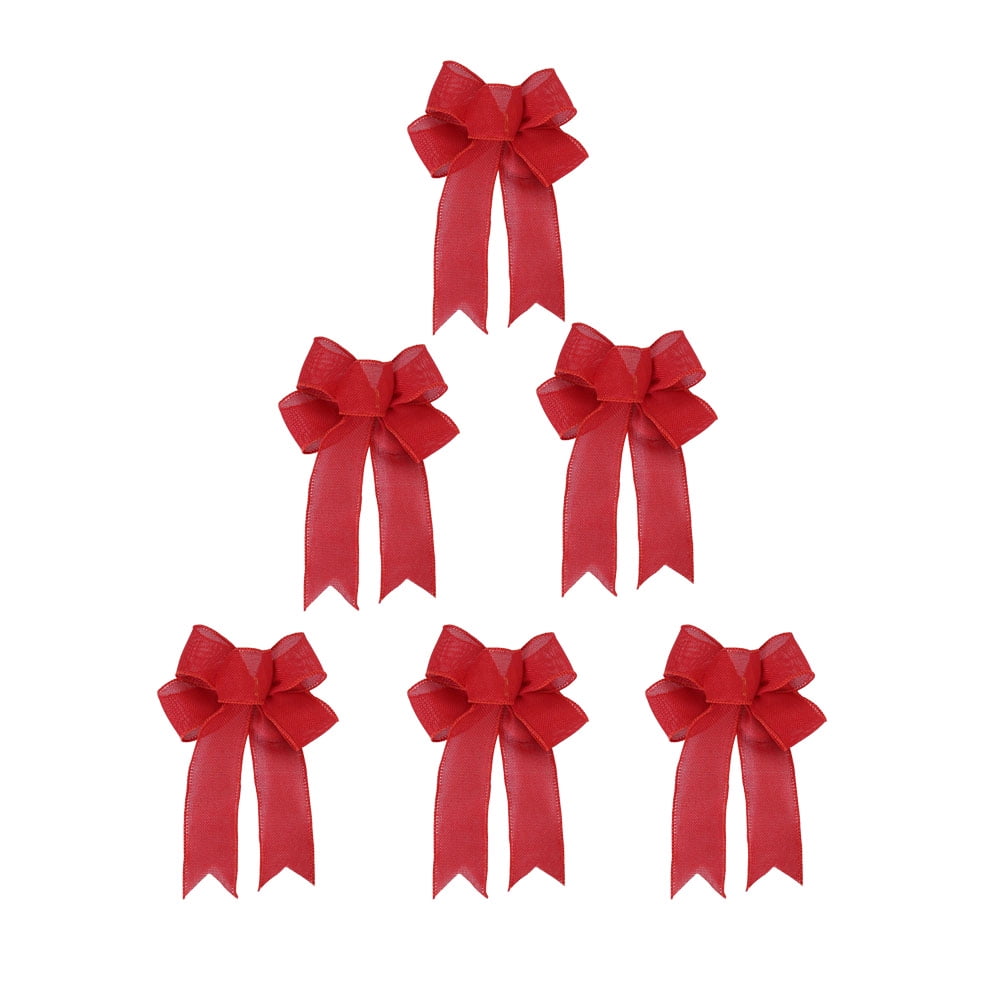 6 Pack Red Christmas Bows Outdoor Decorations,7" x 9" Large Velvet
