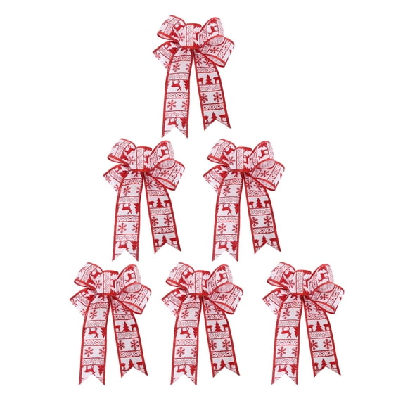 6 Pack Red Christmas Bows Outdoor Decorations,7" x 9" Large Velvet Wreath Bow with Glitter String Gold Edge for Xmas Tree Topper Home Front Door Decor
