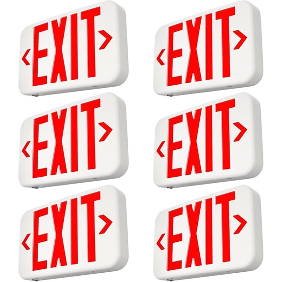 6 Pack Red Double-Sided LED Exit Sign with Battery Backup,Exit Sign for Business,Easy To Install,UL Certified,AC 120/277V