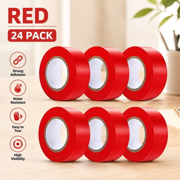 6 Pack Red Flagging Tape, Non-Adhesive Plastic Ribbon, 1 Inch x 600 Ft, Neon Trail Marking Tape for Tree Marking, Hunting, Boundaries, Safety, and Outdoor Use