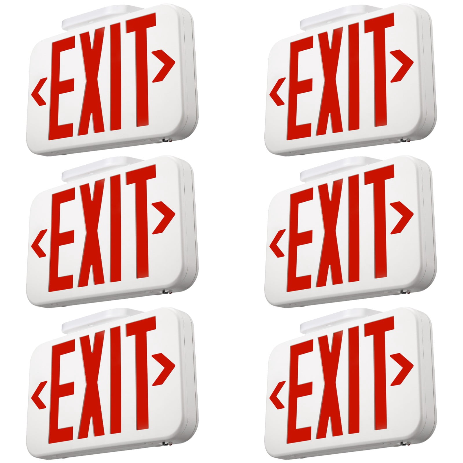 6 Pack Red LED Exit Sign Emergency Light, Double Sided, UL-Listed, AC 120V/227V Exit Light for Business, Residencial & Commercial