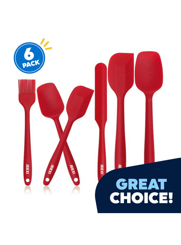 6 Pack Red Silicone Spatula Set, Food Grade Silicone Spatula,450°F Heat Resistant Rubber Spatulas, Seamless One-Piece Design, Non-Stick, Baking, Stirring, Kitchen Cooking Utensils