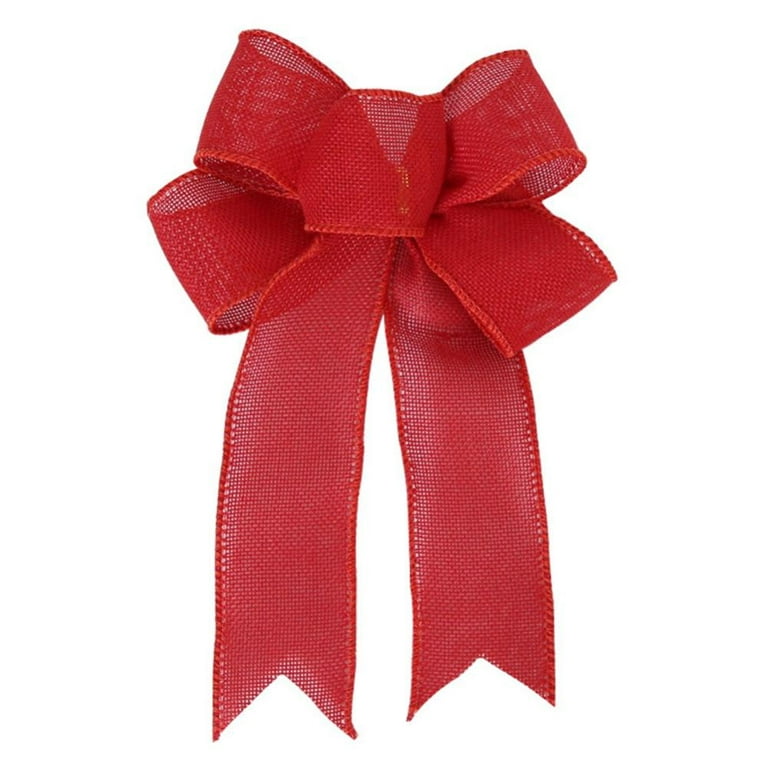 6 Pack Red Wreath Bows for Christmas Outdoor Decorations, Striped Ribbons for Crafts, Xmas Holiday Gifts Present Wrapping, 9.5x6.5 in