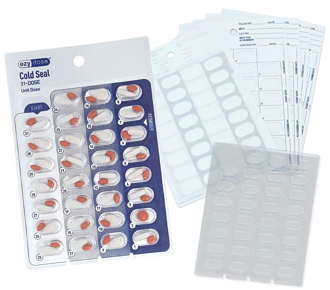 6 Pack Refill Set - Monthly Medication Cold Seal Blister Packs - Easy ...