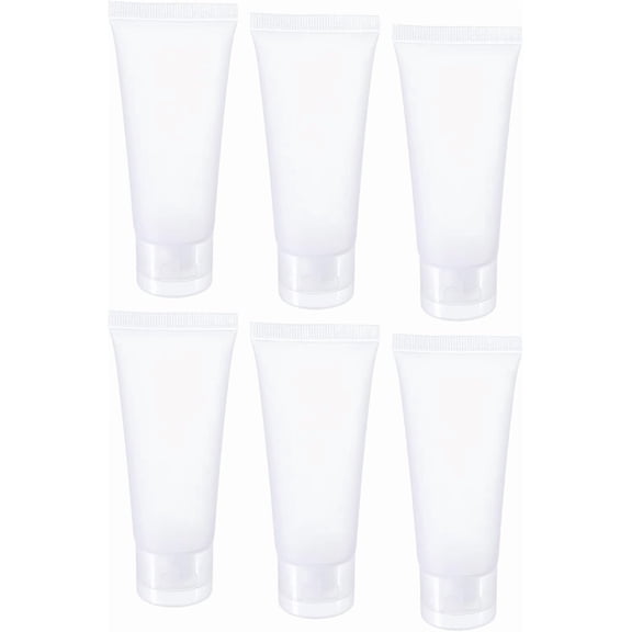 6 Pack Refillable Travel Bottles - Shampoo Conditioner Empty Cosmetic Tubes with Flip Lid Apply to Household (30ml, Translucent Frosted)