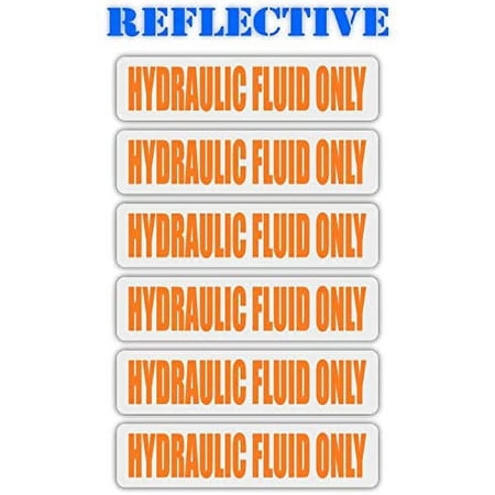 (6 Pack) Reflective Hydraulic Fuel Only Label Decal Vinyl Sticker, Fuel Decal, Truck, Gas Tank Label, Gas Container Label, 3/4 inch x 3-1/4 inch each decal, Color: Orange