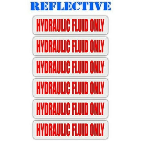 (6 Pack) Reflective Hydraulic Fuel Only Label Decal Vinyl Sticker, Fuel Decal, Truck, Gas Tank Label, Gas Container Label, 3/4 inch x 3-1/4 inch each decal, Color: Red