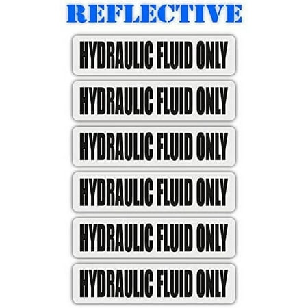 (6 Pack) Reflective Hydraulic Fuel Only Label Decal Vinyl Sticker, Fuel Decal, Truck, Gas Tank Label, Gas Container Label, 3/4 inch x 3-1/4 inch each decal