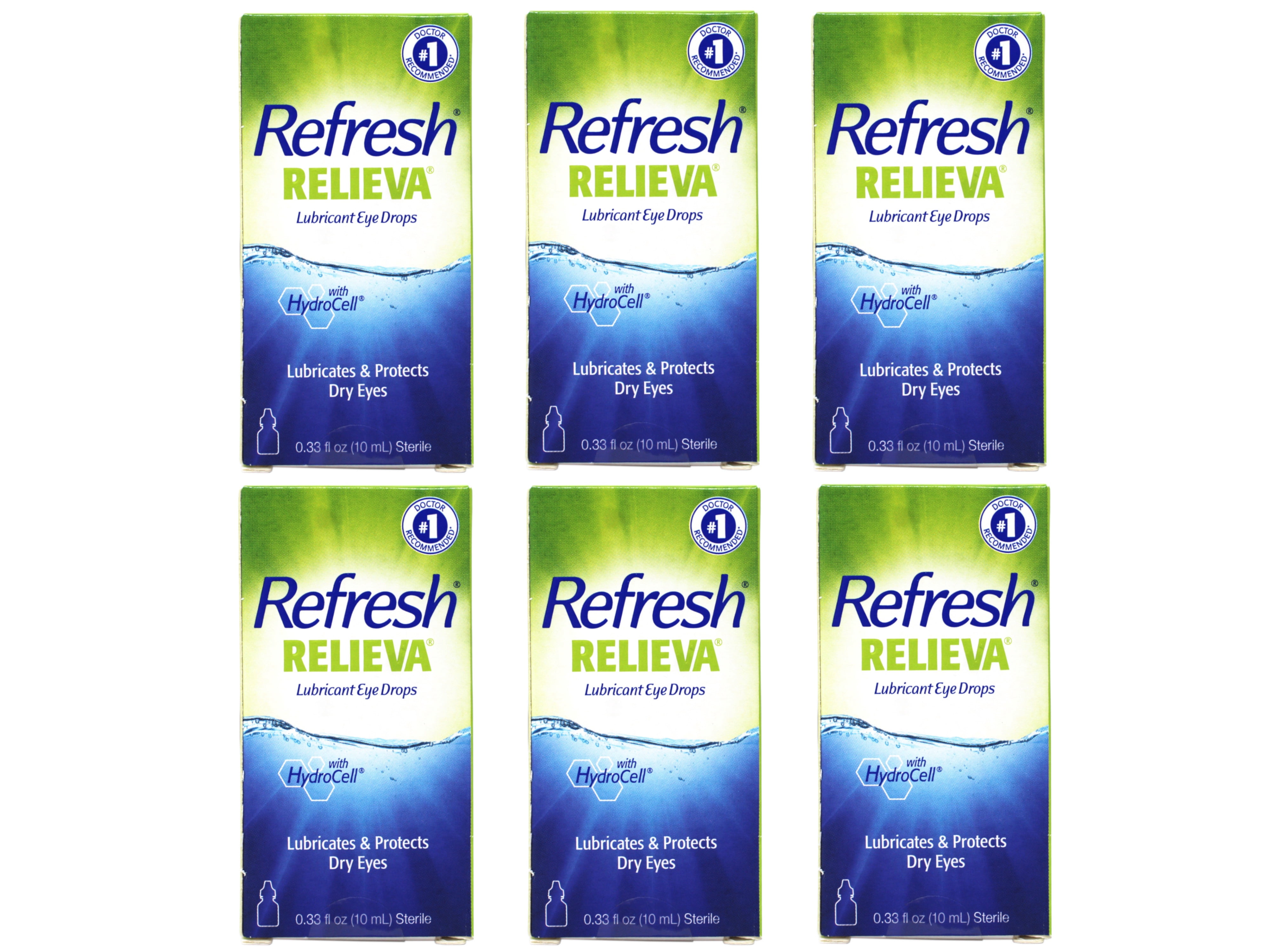 6 Pack - Refresh Relieva Lubricant Eye Drops, Lubricates & Protects Dry Eyes, 0.33 FL OZ