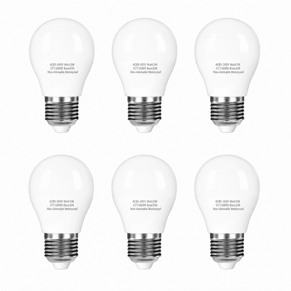 6-Pack Refrigerator Light Bulbs 40 Watt, 5000K Daylight White, Waterproof A15 LED Bulbs with E26 Base, Appliance Light Bulbs for Refrigerator, Non-dimmable