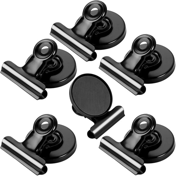 6 Pack Refrigerator Magnets Fridge Magnets, Black Magnetic Clips Whiteboard Magnets, Magnet Clips for Home and Office List Display